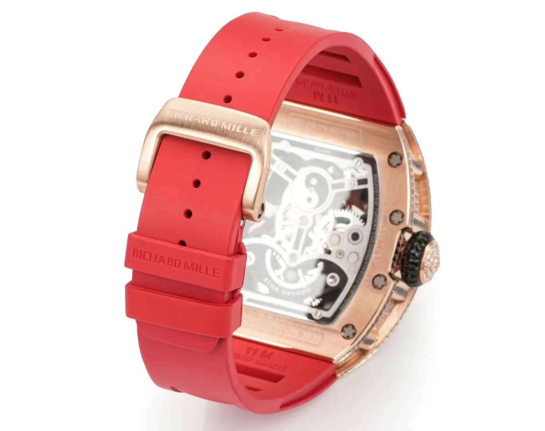 Replica Richard Mille RM S10 Koi Tourbillon Watch Rose Gold with Diamond – Red Leather Strap - Image 7