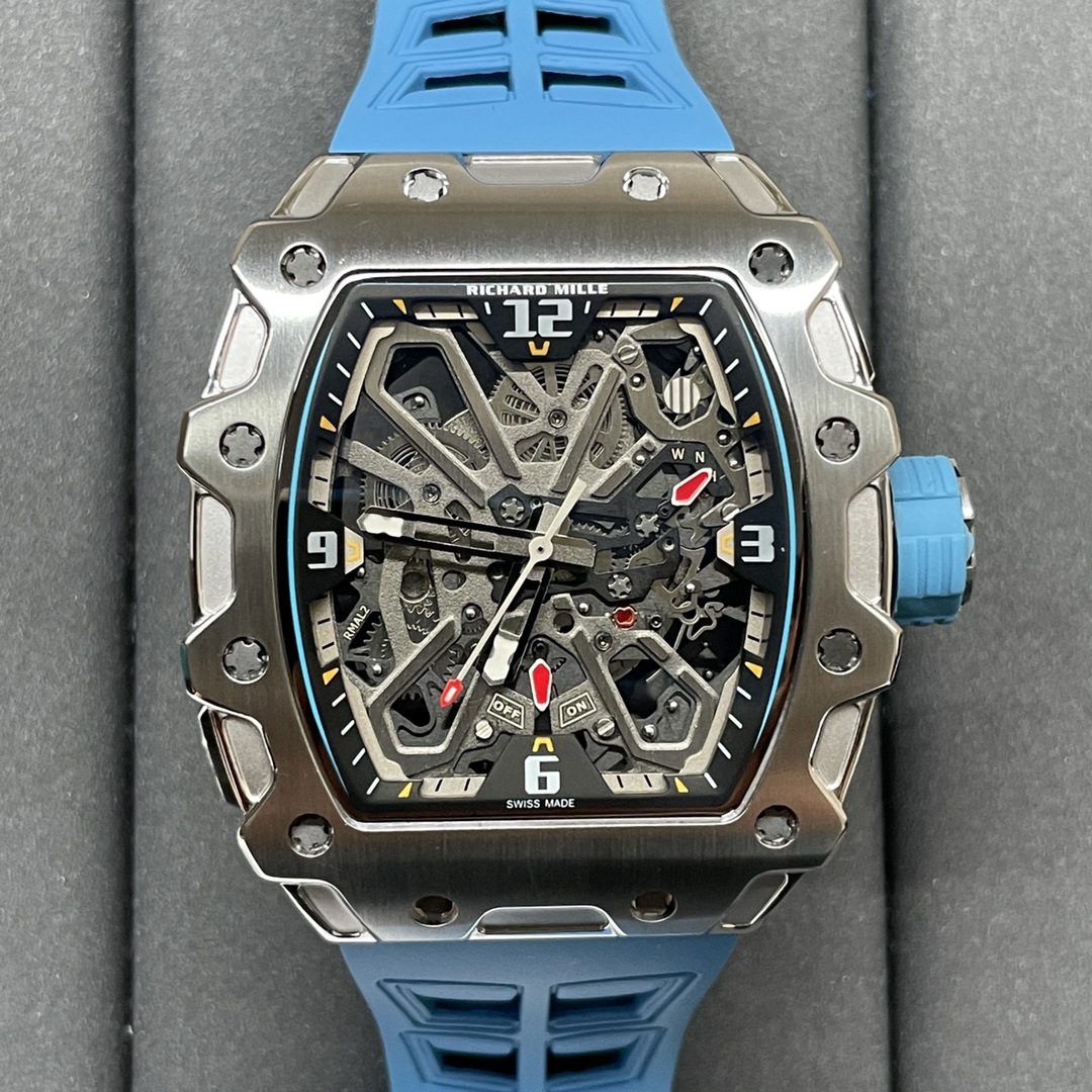 Luxury Replica Richard Mille RM 35-03 Rafael Nadal Skeleton Dial Blue Strap Watch For Men - Image 5