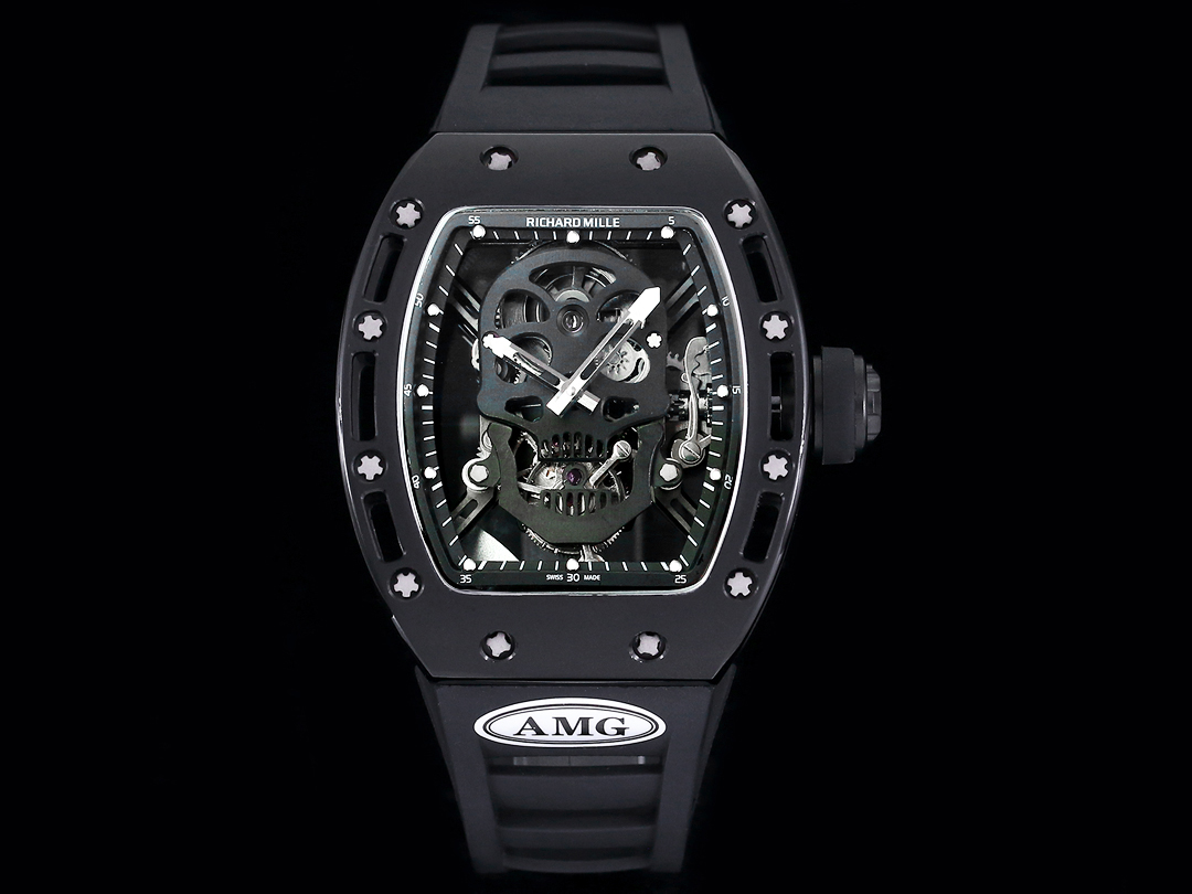 Swiss Richard Mille RM 052 Replica Watch – Skeleton Tourbillon, Skull Face, Black Rubber Strap, AAAAA Quality - Image 2