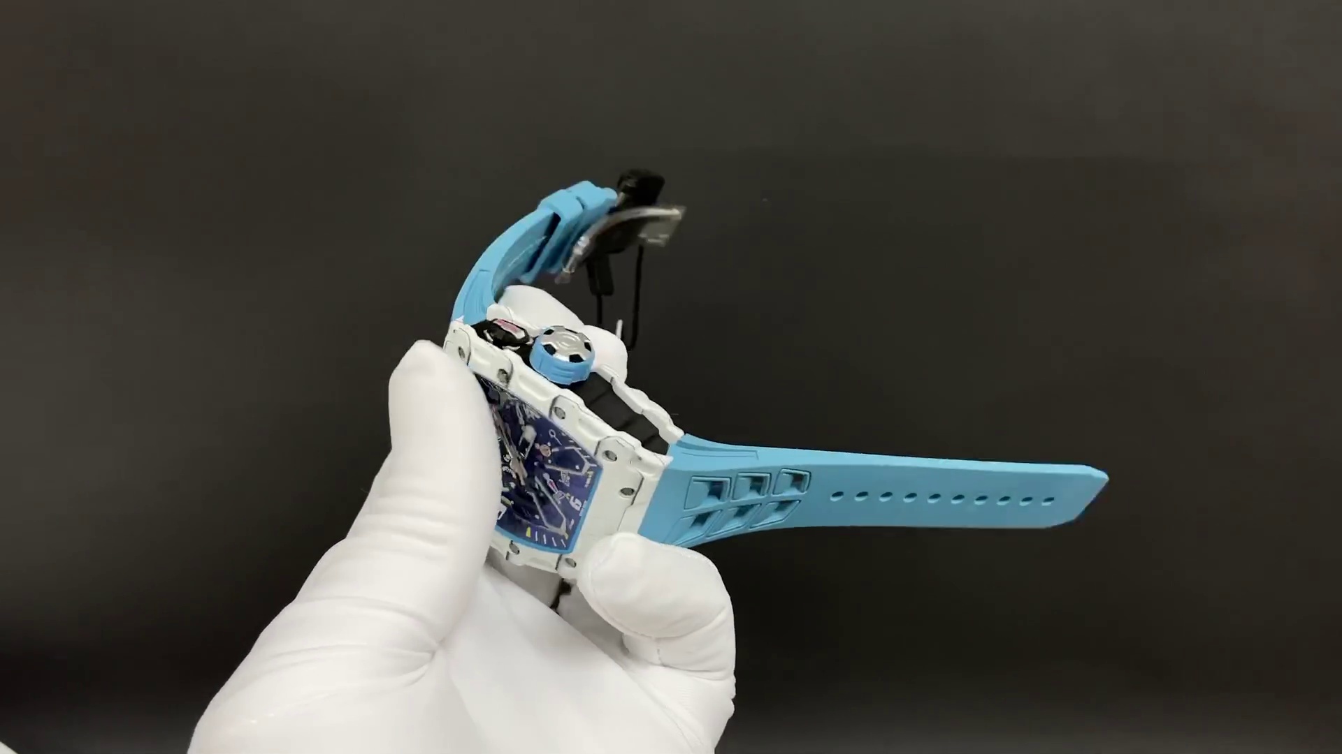 Best Swiss Richard Mille RM 35-03 Replica Rafael Nadal Watch for Men | White Carbon Fiber Case | Blue Strap - Image 6