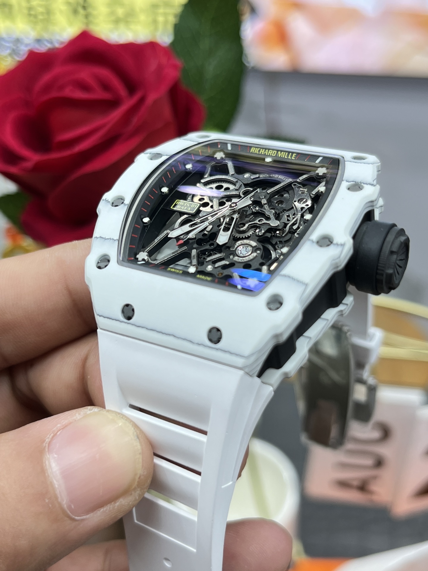 Best Replica RICHARD MILLE RM35-01 White Carbon Skeleton Dial Watch – Super Clone Quality - Image 6