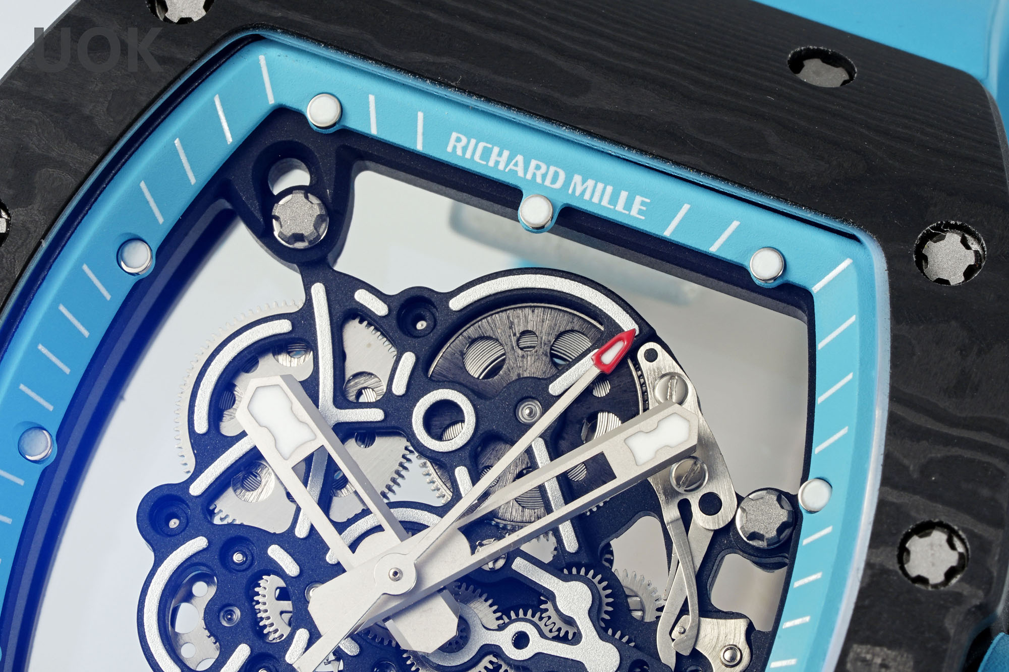 Best Replica RICHARD MILLE RM 55 – Swiss Movement Super Clone with Carbon Case & Blue Rubber Strap - Image 6