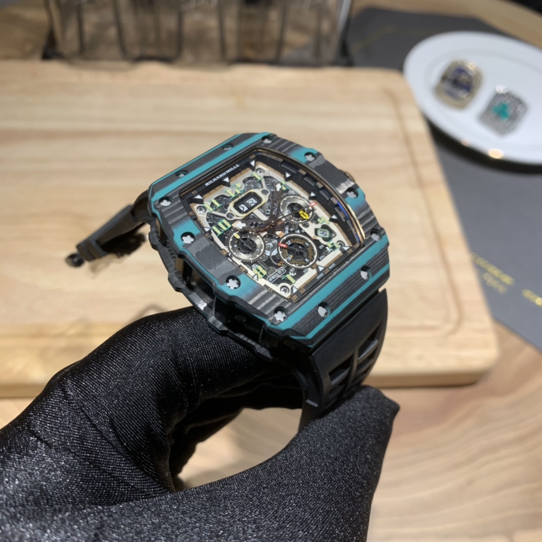 Swiss Replica Richard Mille RM 11-03 Carbon Turquoise Case Watch – Skeleton Dial Luxury Men’s Timepiece - Image 7