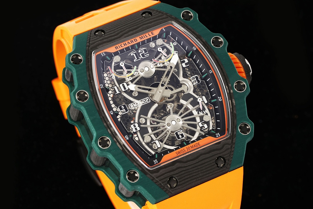 Best Richard Mille RM 21-02 Tourbillon Aerodyne Replica Watch – Orange Leather Strap - Image 3