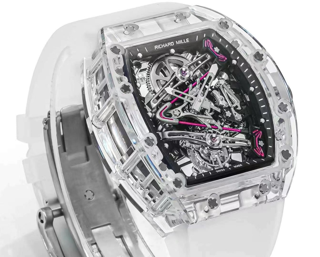 Richard Mille RM38-02 Tourbillon Replica Watch with Crystal Case – Pink Theme - Image 6