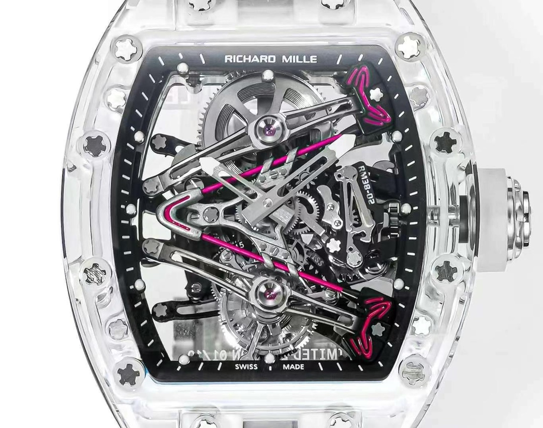 Replica RM 38-02 Crystal Pink Skeleton Tourbillon Swiss Movement AAAAA Quality - Image 4