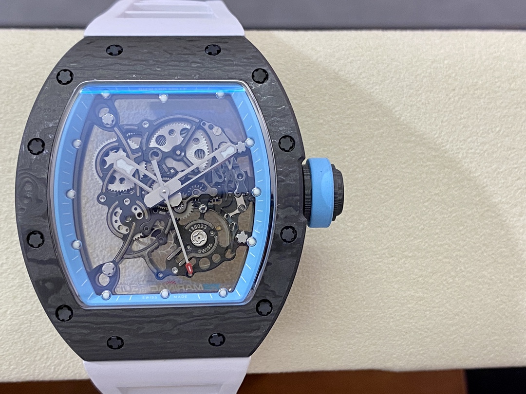 Replica Richard Mille RM055 Limited Edition Abu Dhabi Yas Marina Circuit Swiss Movement Carbon Fiber Skeleton Watch - Image 9
