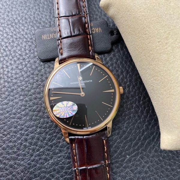 1:1 Super Clone Vacheron Constantin Heritage Series Two-Hand Mechanical Rose Gold Black Dial - Image 4