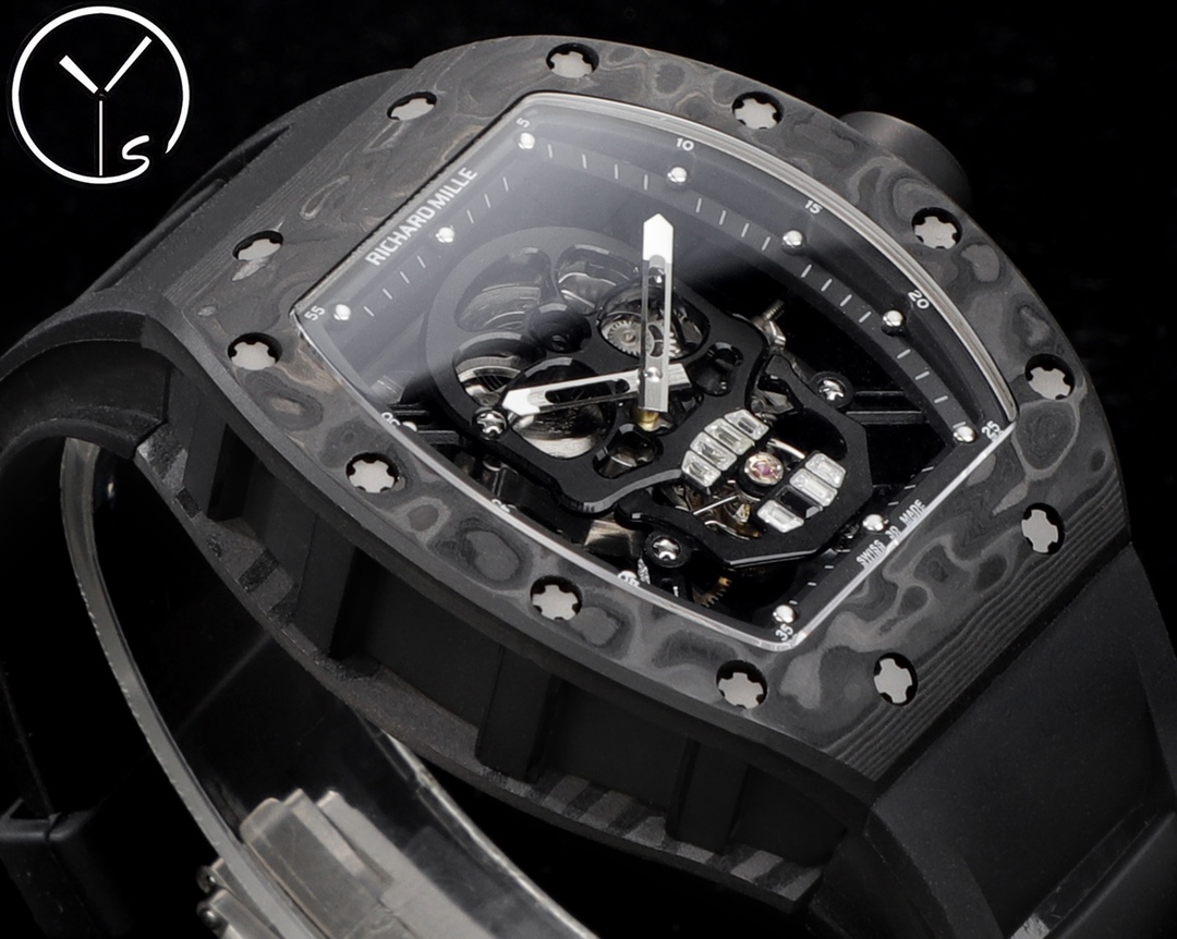 Best Richard Mille RM 052 Replica Black Carbon Fiber Case Watch – Men’s Luxury Watch With Skeleton Skull Dial - Image 5