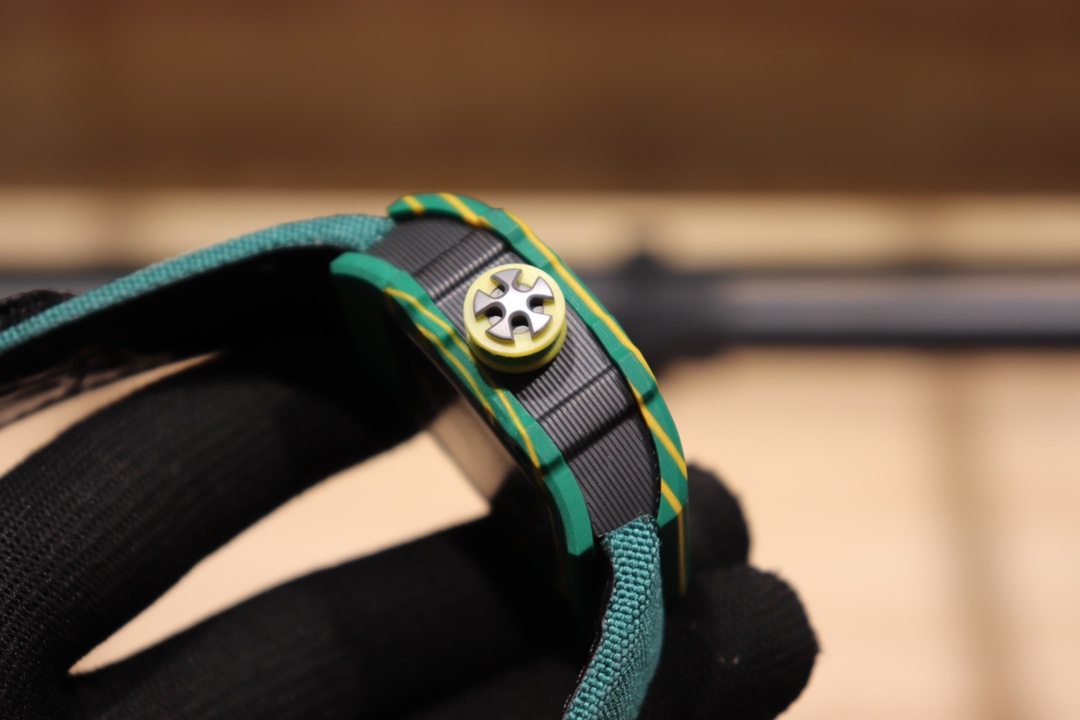 Best Replica Richard Mille RM 67-02 Skeleton Dial Watch With Green Fabric Strap - Image 7