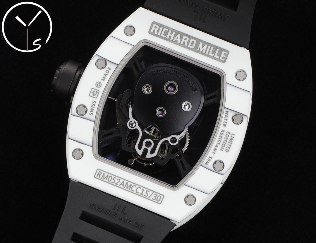 Best Swiss Replica Richard Mille RM52 Skull Tourbillon Watch with Rubber Strap - Image 2