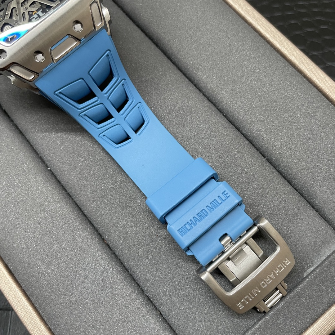 Luxury Replica Richard Mille RM 35-03 Rafael Nadal Skeleton Dial Blue Strap Watch For Men - Image 10