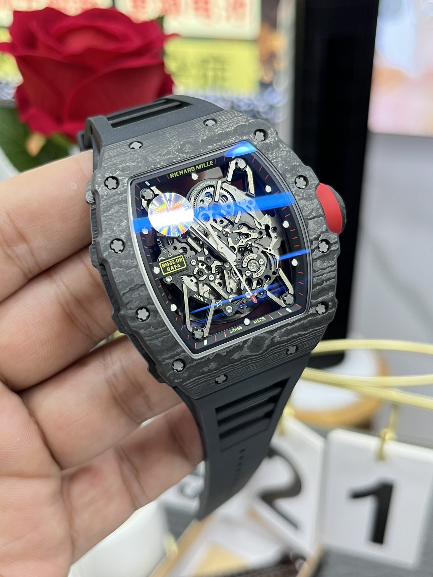Best Richard Mille RM35-02 Carbon Fiber Skeleton Dial Swiss Replica Watch - Image 6