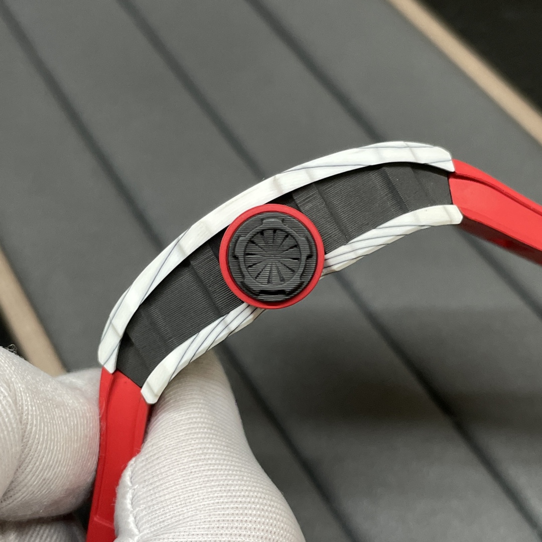Richard Mille RM 35-01 Replica Rafael Nadal White Carbon Case Red Strap Watch | Swiss Movement, Skeleton Dial - Image 8