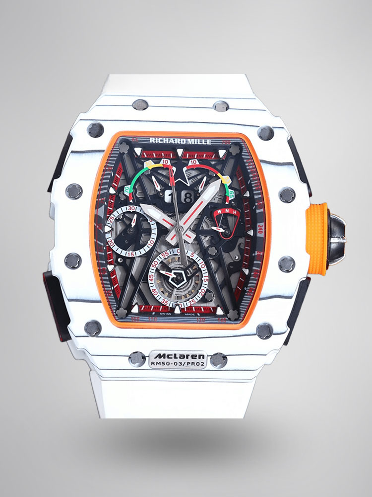 Replica Richard Mille RM50-03 Super Clone Chronograph Mechanical Watch – White Carbon Fiber Case