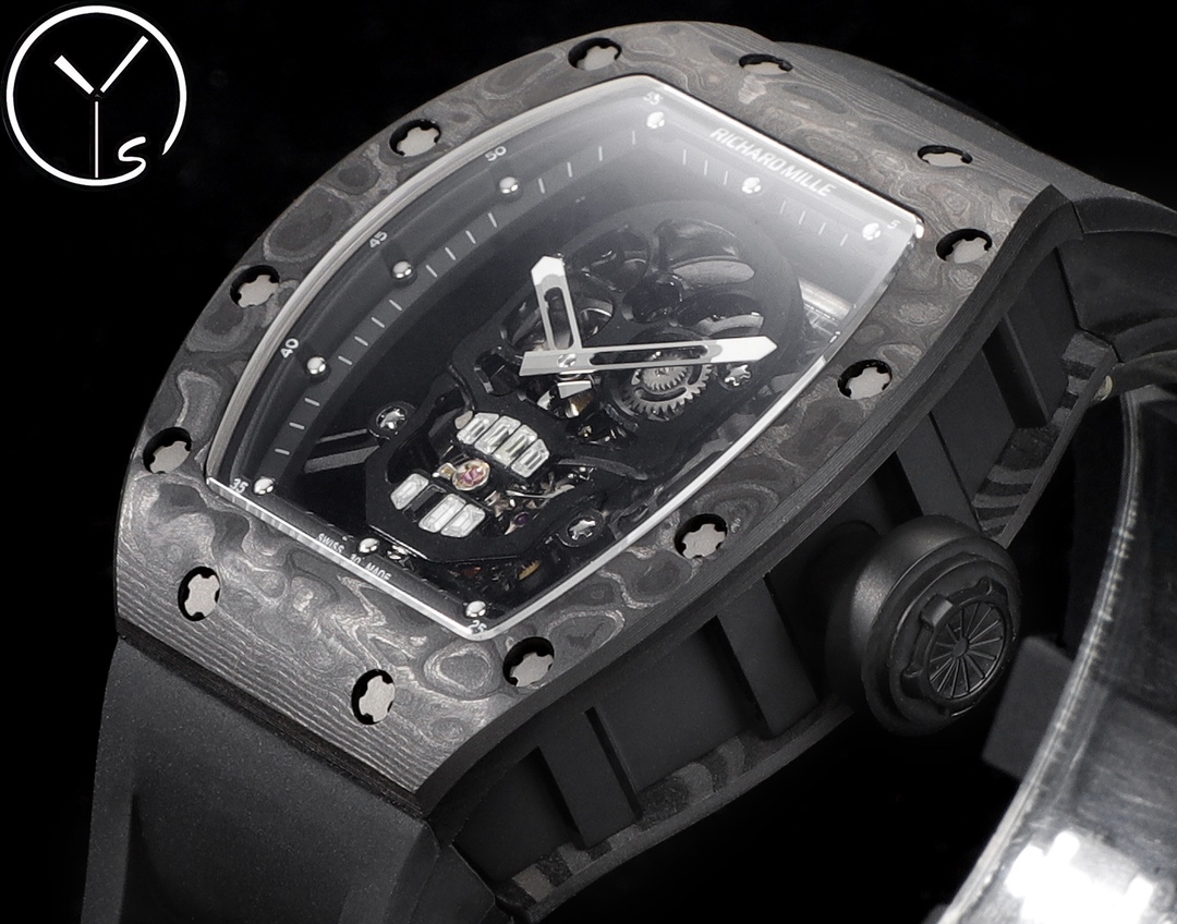 Best Richard Mille RM 052 Replica Black Carbon Fiber Case Watch – Men’s Luxury Watch With Skeleton Skull Dial - Image 6