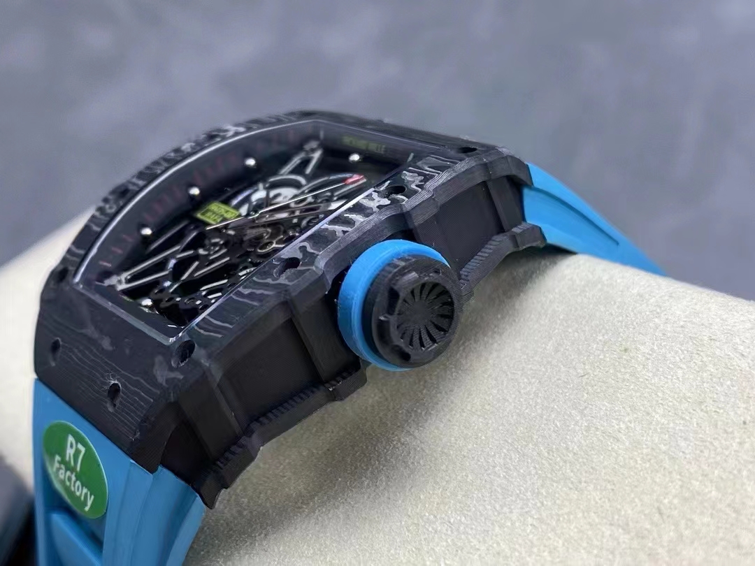 Replica Richard Mille RM 35-02 Swiss NTPT Carbon Fiber Case, Blue Rubber Strap Watch - Image 3