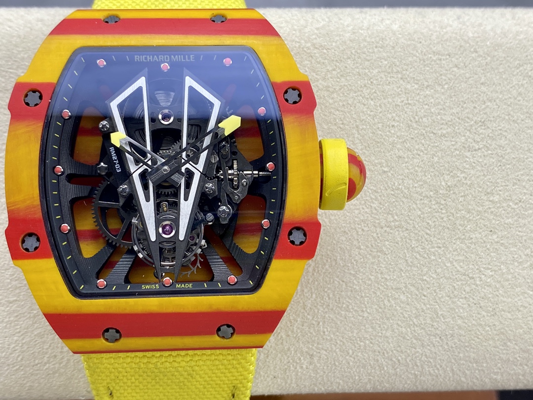 Replica Richard Mille RM27-03 Rafael Nadal Tourbillon Swiss Movement Carbon Fiber Watch - Image 2