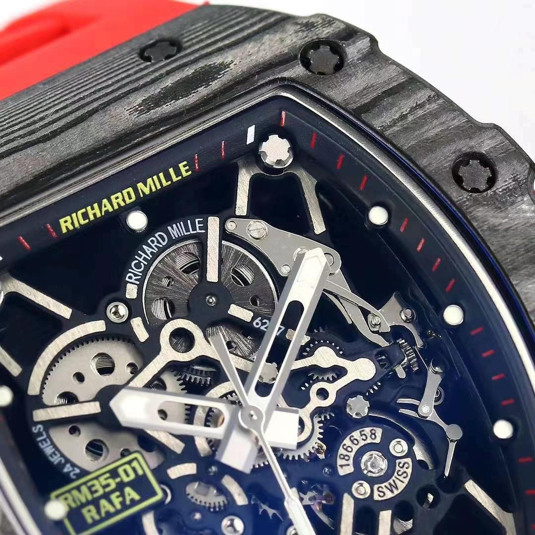 Richard Mille RM 35-01 Replica AAA Swiss Clone with Carbon Case and Red Strap - Image 5