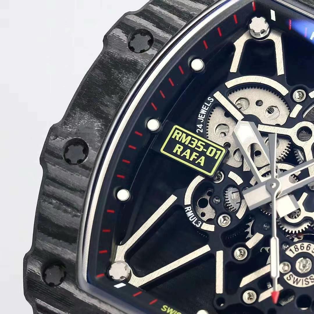 Best Swiss Replica Richard Mille RM 35-01 Rafael Nadal Watch – Carbon Fiber Case - Image 3