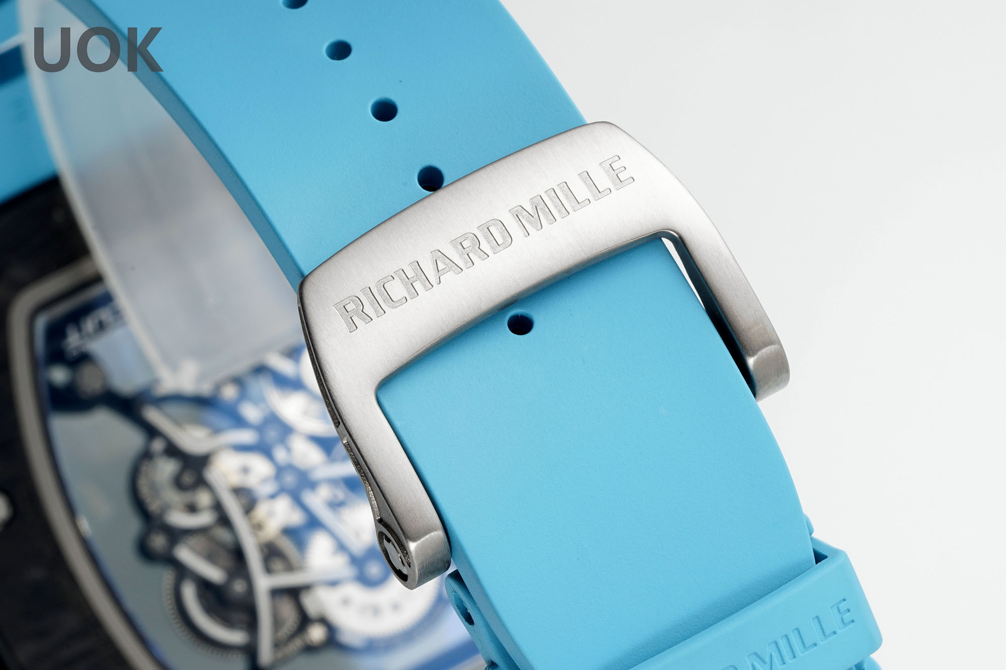 Best Replica RICHARD MILLE RM 55 – Swiss Movement Super Clone with Carbon Case & Blue Rubber Strap - Image 10