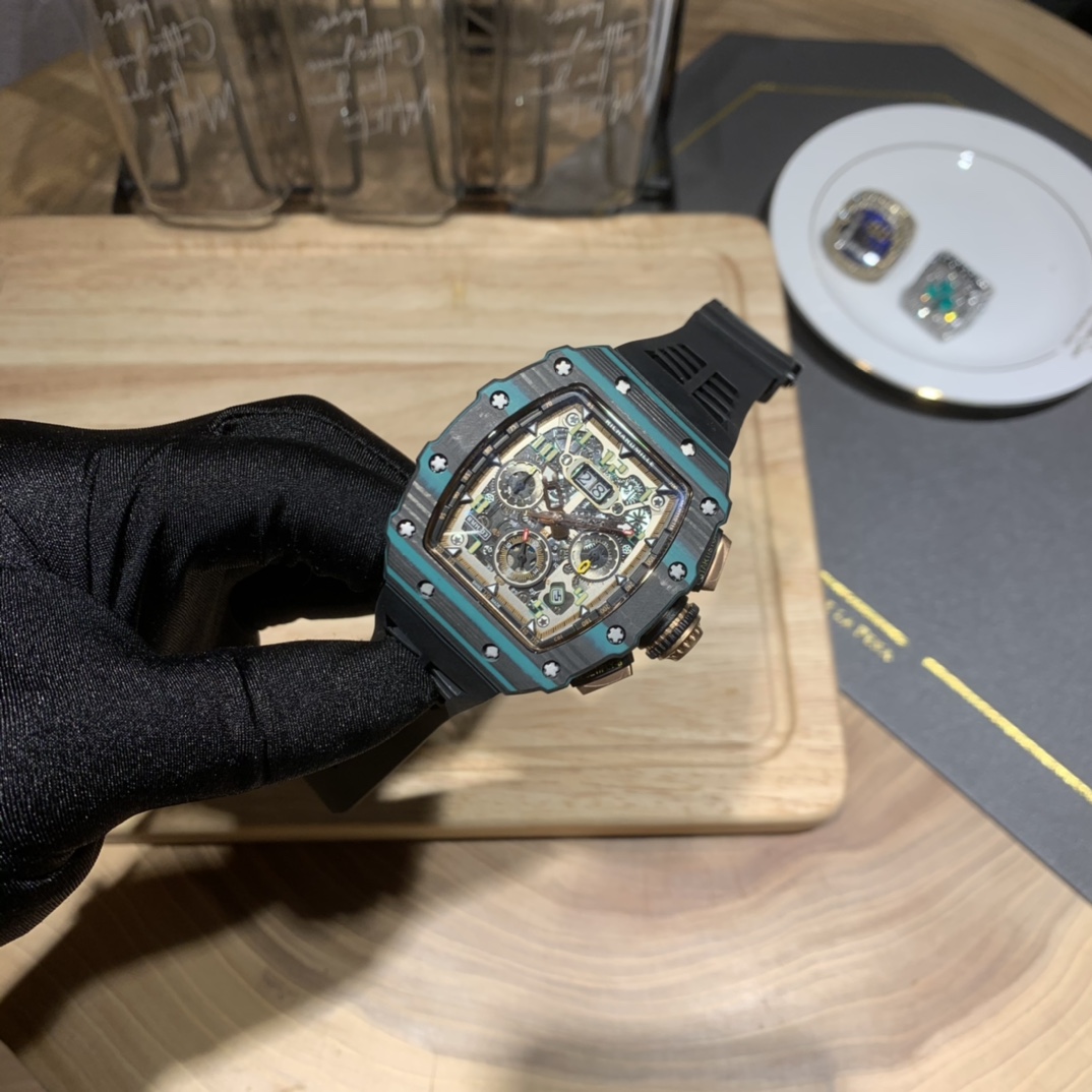 Swiss Replica Richard Mille RM 11-03 Carbon Turquoise Case Watch – Skeleton Dial Luxury Men’s Timepiece - Image 5