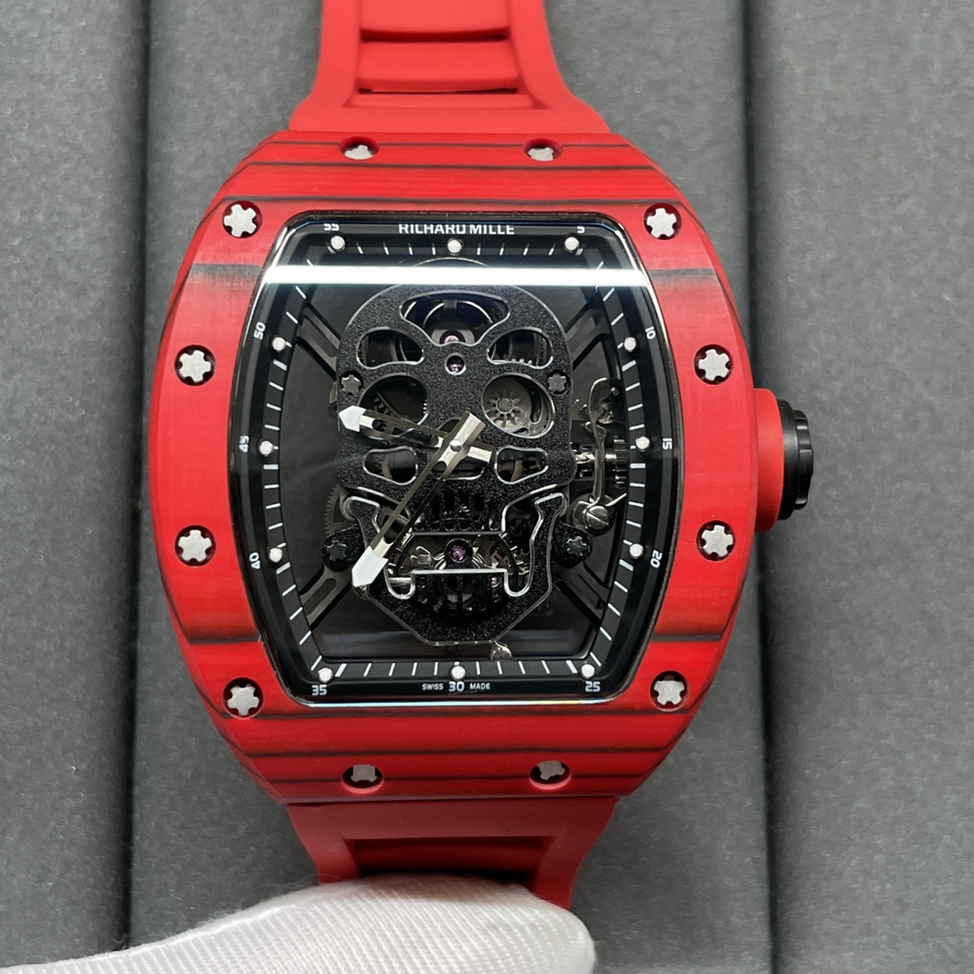 Replica Richard Mille RM 52-01 Skeleton Skull Dial Men’s Watch – Swiss Movement, Red Carbon Case - Image 4