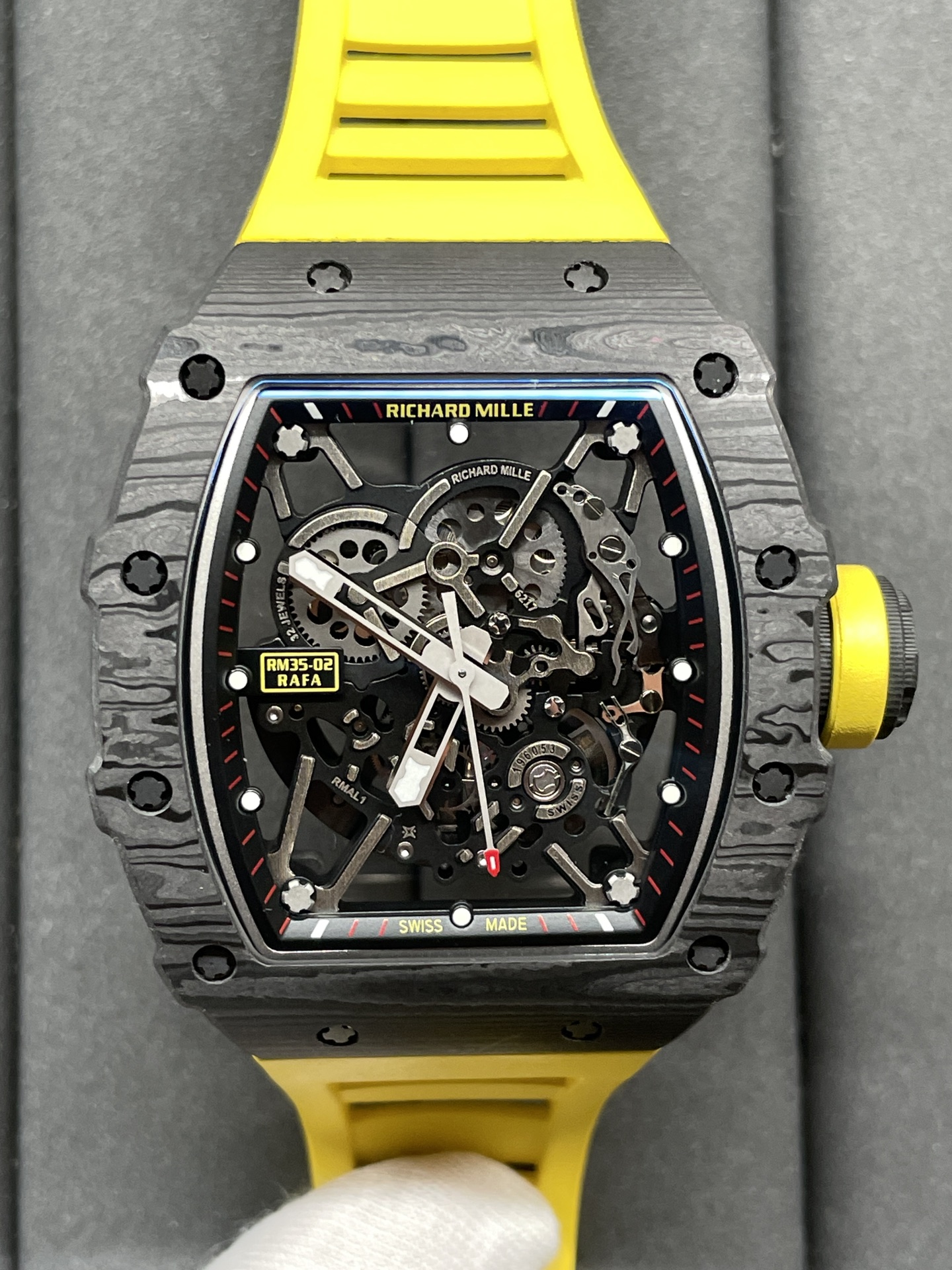 Swiss Replica Richard Mille RM 35-02 Watch For Men – Skeleton Dial, Yellow Rubber Strap, Luxury Sport Design - Image 4