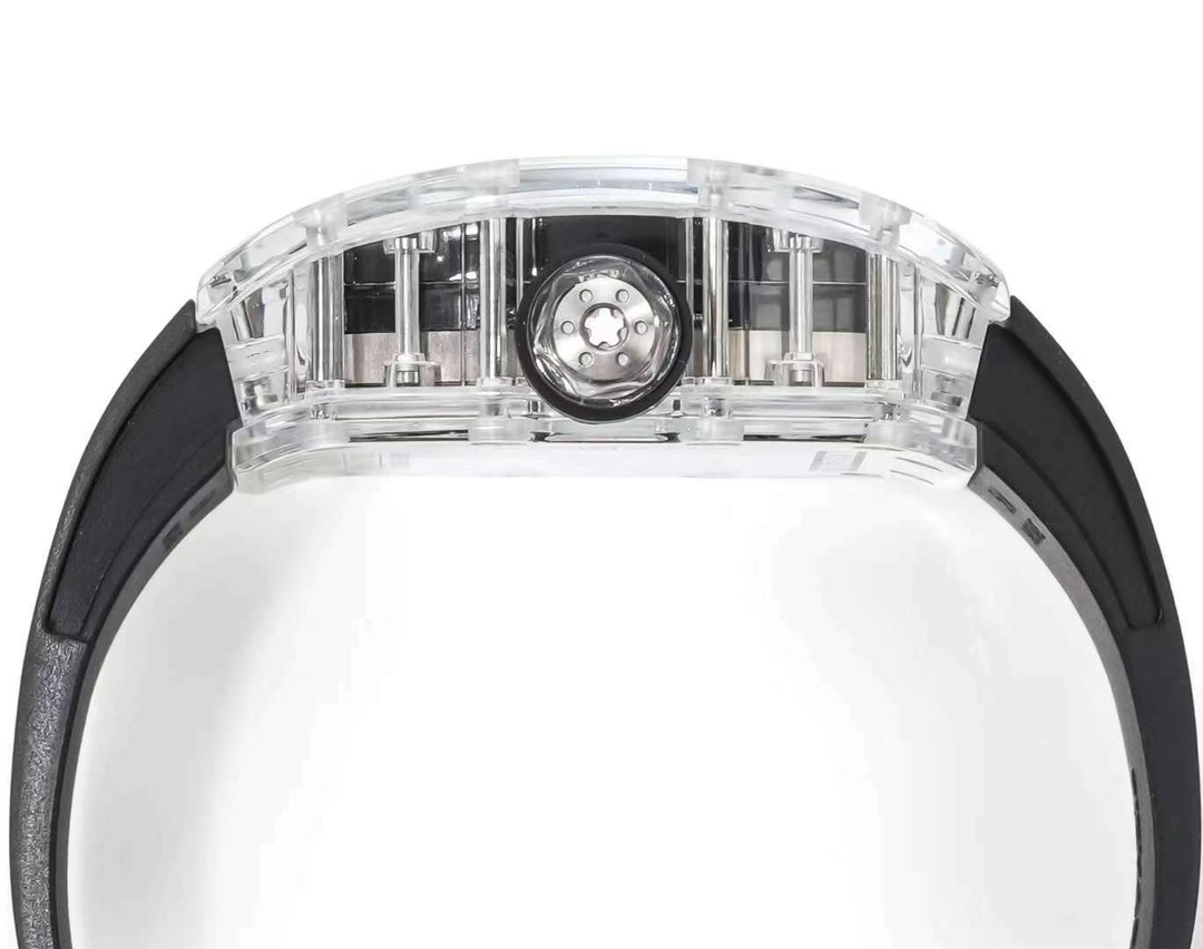 Replica Richard Mille RM 38-02 Pink Themed Crystal Skeleton Tourbillon Black Rubber Strap Watch - Image 9