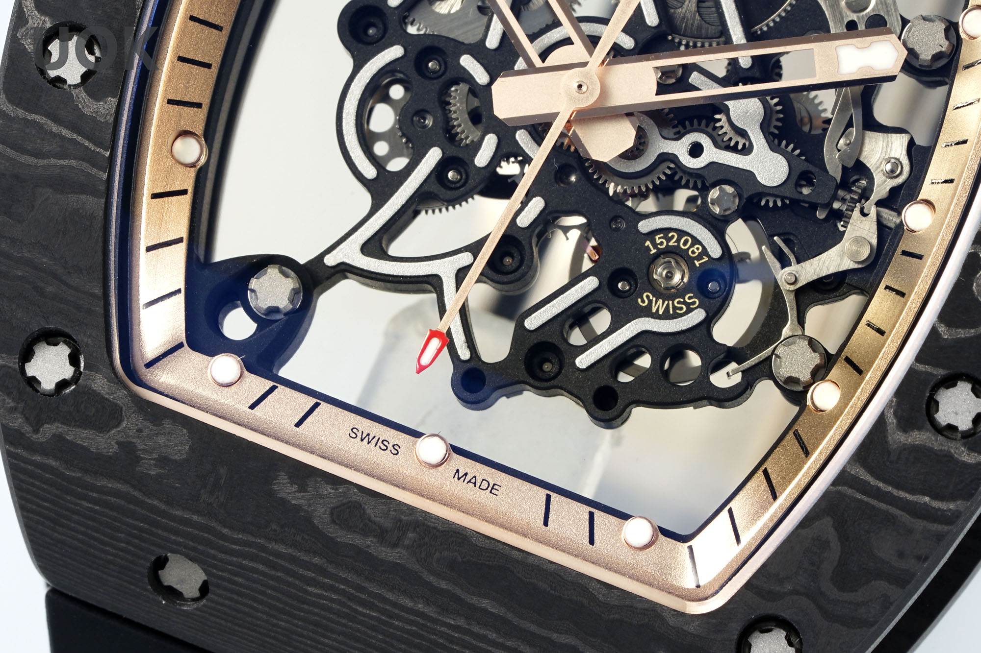 Richard Mille RM055 Skeleton Watch with Black Rubber Strap – Swiss Replica - Image 5