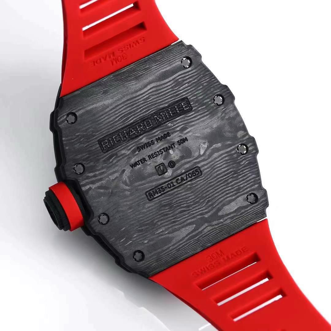 Richard Mille RM 35-01 Replica AAA Swiss Clone with Carbon Case and Red Strap - Image 8