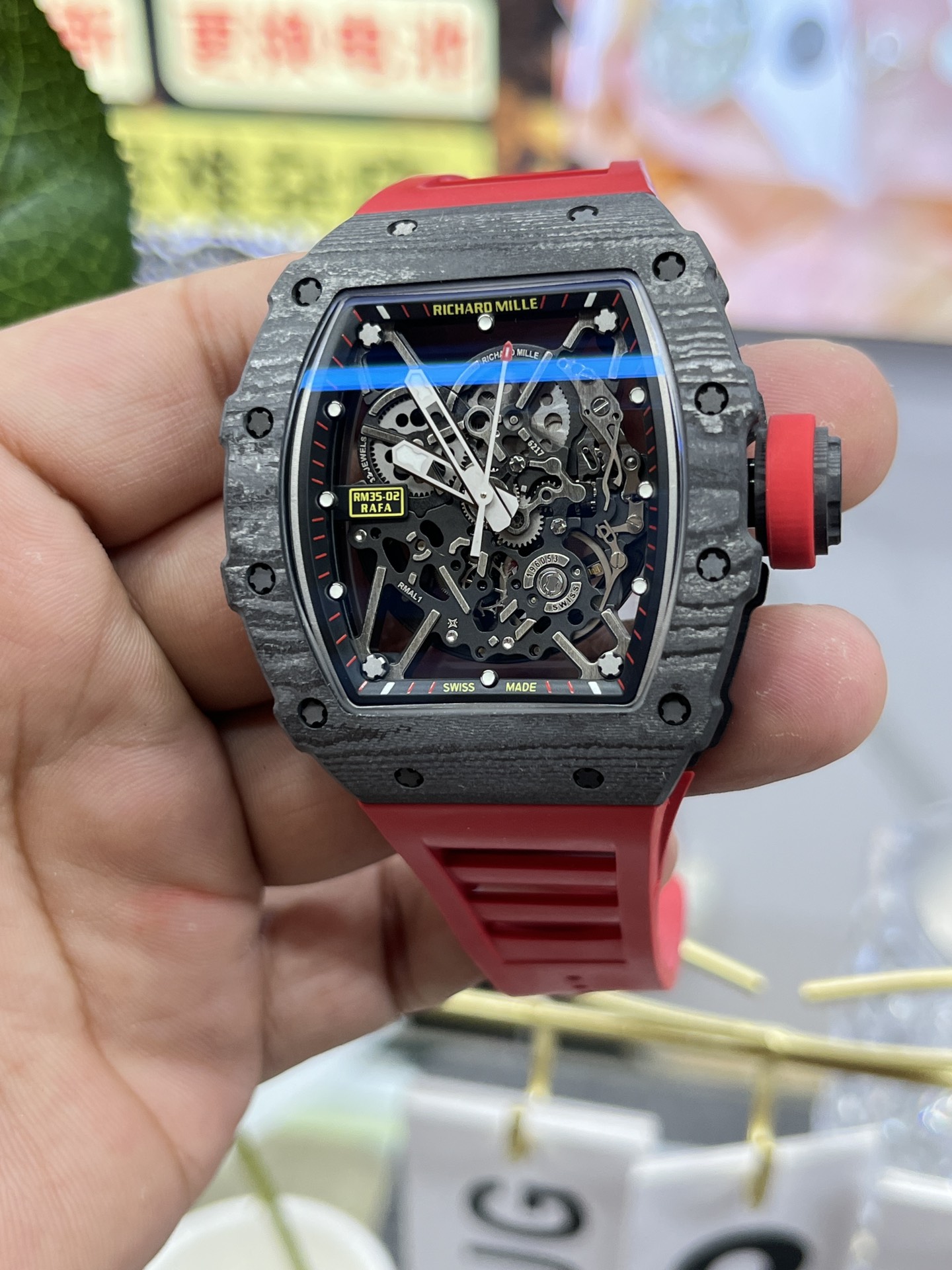 Replica Richard Mille RM35-02 Red Rubber Strap Swiss Movement Sports Watch - Image 9