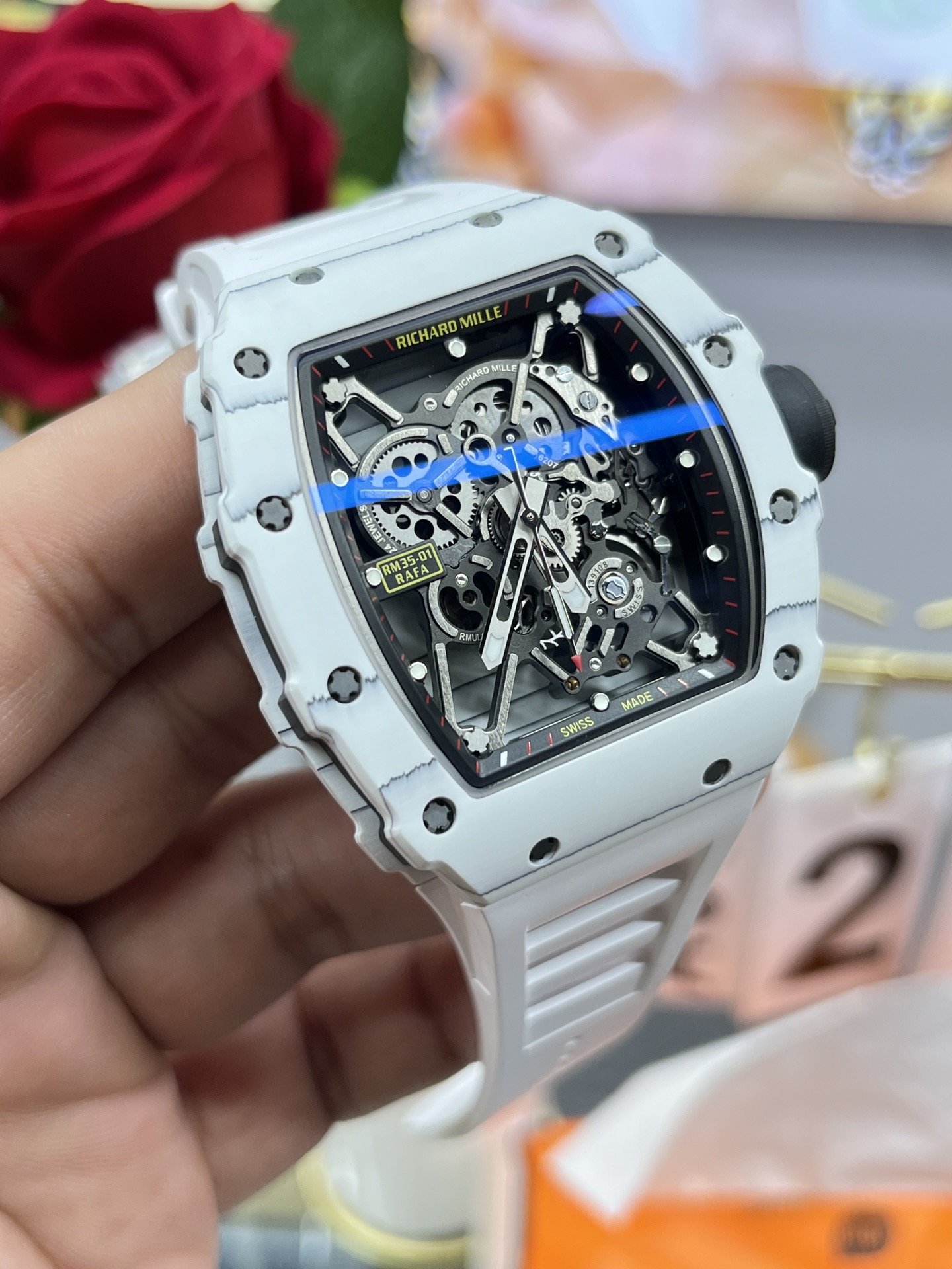 Best Replica RICHARD MILLE RM35-01 White Carbon Skeleton Dial Watch – Super Clone Quality - Image 5
