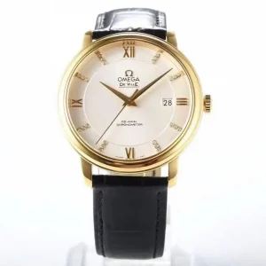 Omega De Ville Gold Watch with Black Strap