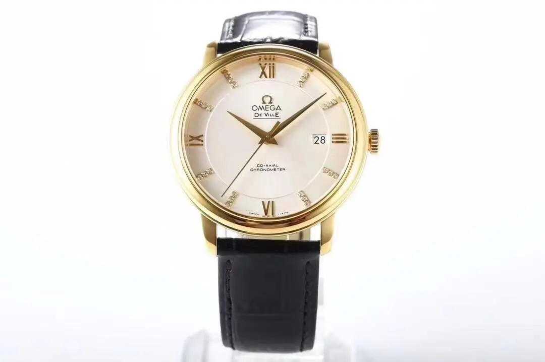Omega De Ville Gold Watch Black Strap