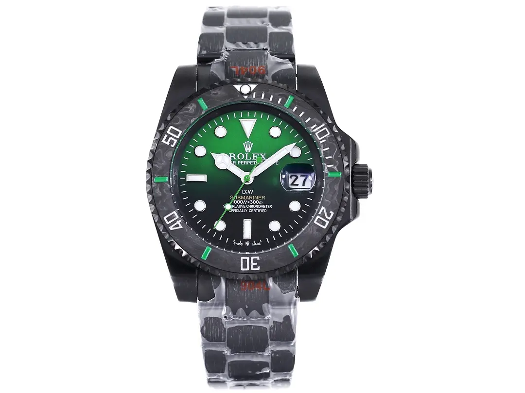 Rolex Submariner PARAKEET – Custom Black Carbon Fiber Bezel, Gradient Green Dial, 904L Steel by Official Store
