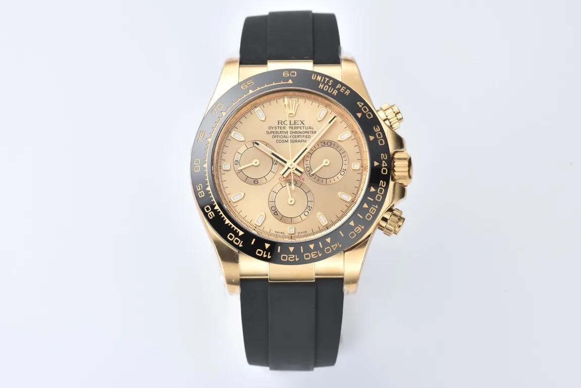 Rolex Daytona 116518 Champagne Dial – Full Gold with Black Rubber Strap