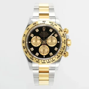 Rolex Daytona Watch – Two-Tone Stainless Steel and Gold, Black Dial, Chronograph