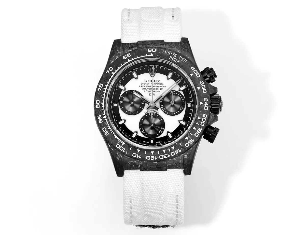 Rolex Daytona Carbon Fiber Custom Edition – Black with White Strap