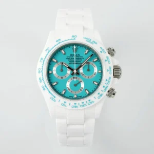 Rolex Daytona Ceramic Watch – White Strap, Turquoise Dial