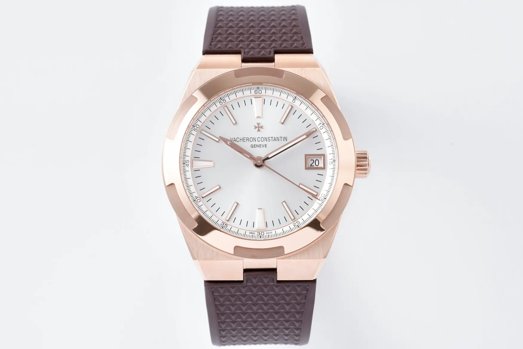 Vacheron Constantin Overseas 4500V Series – Rose Gold Case, Brown Rubber Strap, Luxury Automatic – Quality