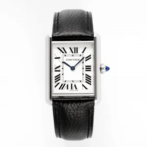 Cartier Tank Solo Quartz Watch Black Leather