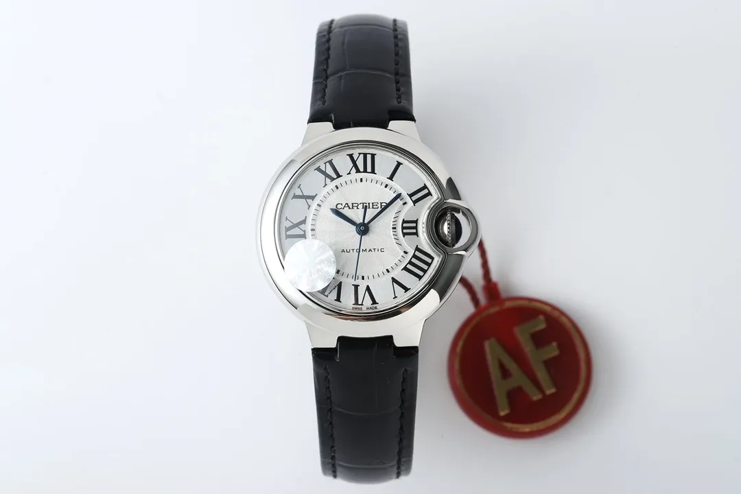 Cartier Ballon Bleu 33mm Silver White Leather