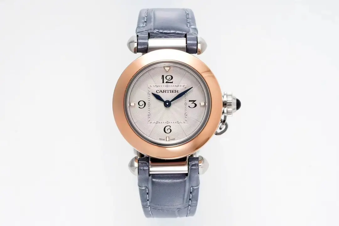 Cartier Pasha de Cartier Watch Rose Gold Blue Leather