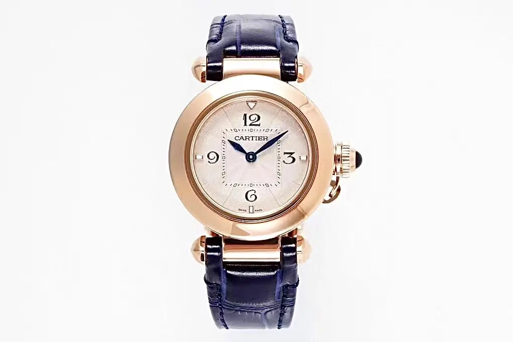 Cartier Pasha de Cartier Ladies Watch Rose Gold Blue Leather