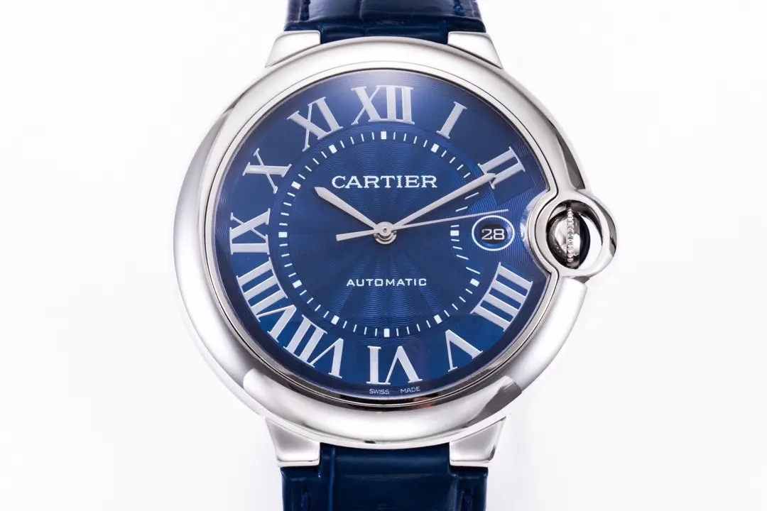 Cartier Ballon Bleu 42mm Blue Leather Watch - Image 2