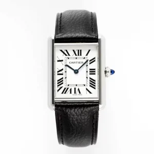 Cartier Tank Must Watch Black Leather Strap