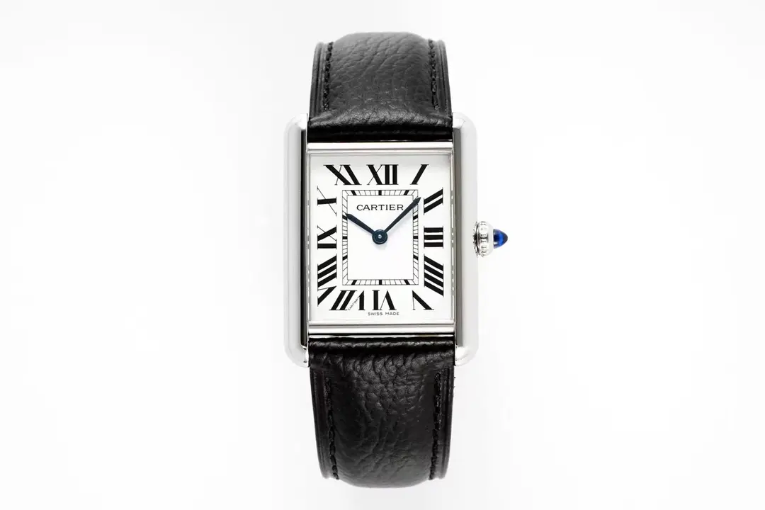 Cartier Tank Must Watch Black Leather Strap
