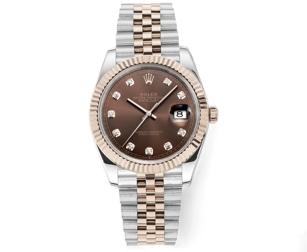 Rolex Datejust 41mm Watch – Brown Dial, Two-Tone Steel and Rose Gold, Fluted Bezel