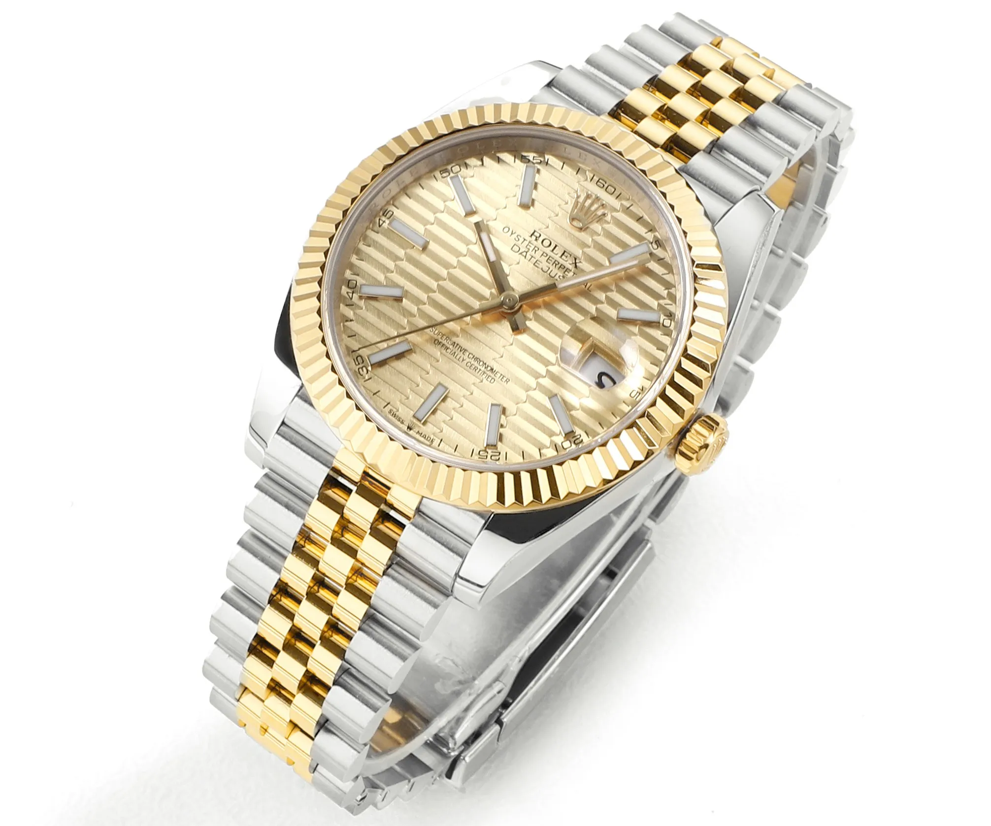 Rolex Datejust 41mm Two-Tone Gold and Steel Watch with Fluted Bezel - Image 2